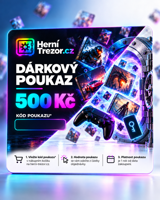 Dárkový poukaz Herní Trezor 500 Kč – tmavý design, náhled na výšku